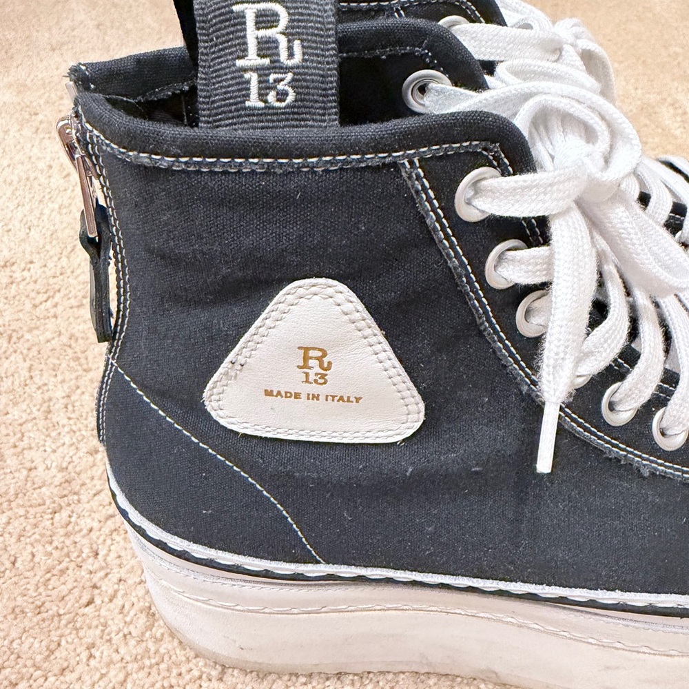 R13 Black and White High-Top Platform Sneakers - Picture 5 of 8